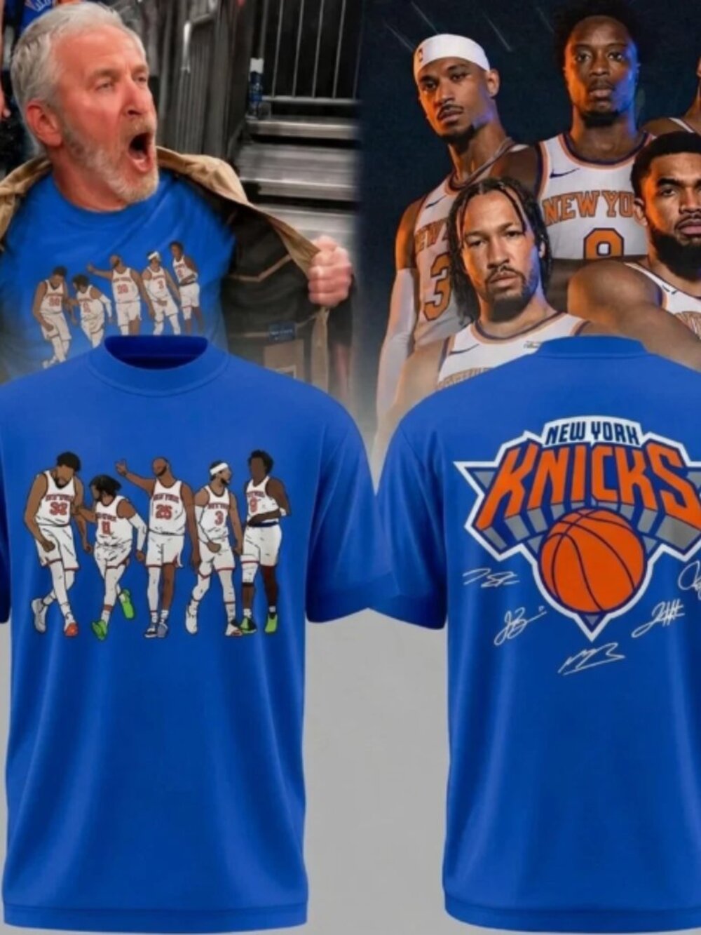 New York Knicks Vintage Basketball Team Double Sided Fan Graphic Tee Shirt